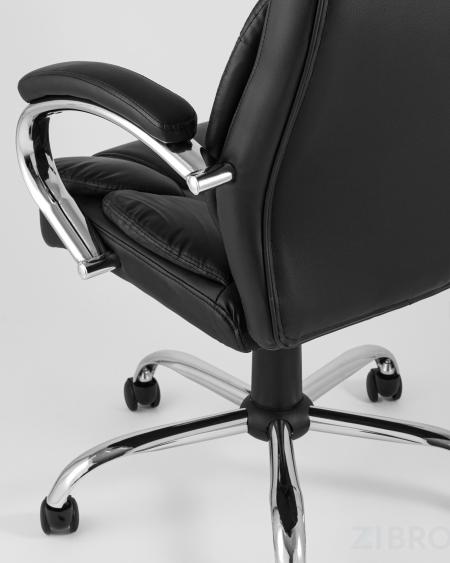 TopChairs President офисное черное в обивке из экокожи, механизм качания и регулировки Top Gun