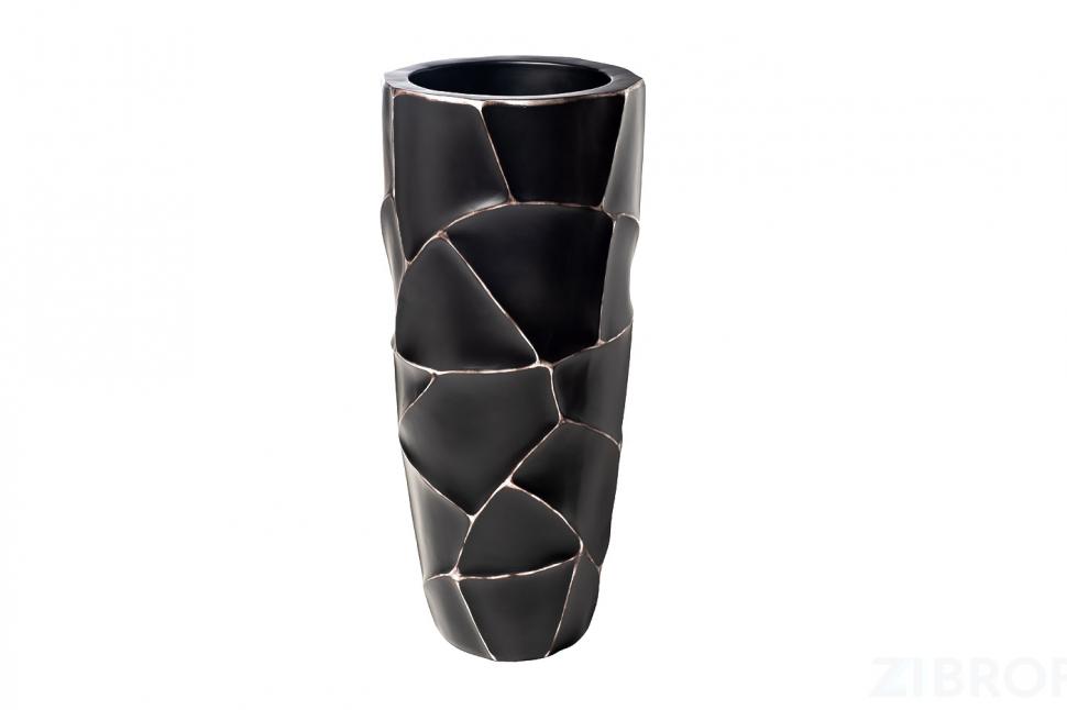 ZSC872-27BL Кашпо d30*69см черное с серебром