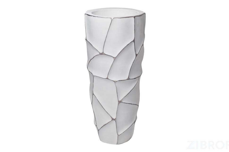 ZSC872-27WH Кашпо d30*69см белое с серебром
