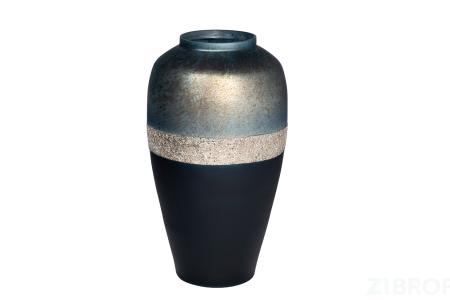 71PN-5155 Ваза стеклянная сине-голубая с золотом d28*51см