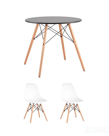 Eames D80 черный, 2 стула Eames DSW белые