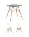 Eames D80 черный, 2 стула Eames DSW белые