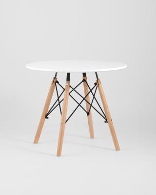 Комплект мебели детский стол Eames белый, диаметр 60 см, 2 стульчика голубой и желтый