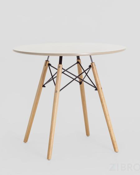 EAMES DSW D80 бежевый, столешница МДФ, ножки массив бука