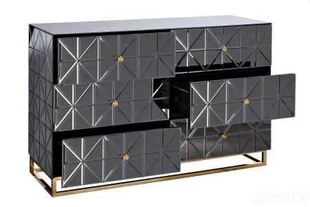 KFG126 Комод с матовой зерк. отделкой 6 ящиков 129*46*86см
