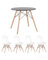 Eames D80 черный, 4 стула Eames DSW белые