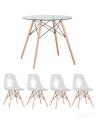 Eames D80 стол стеклянный, четыре стула прозрачные
