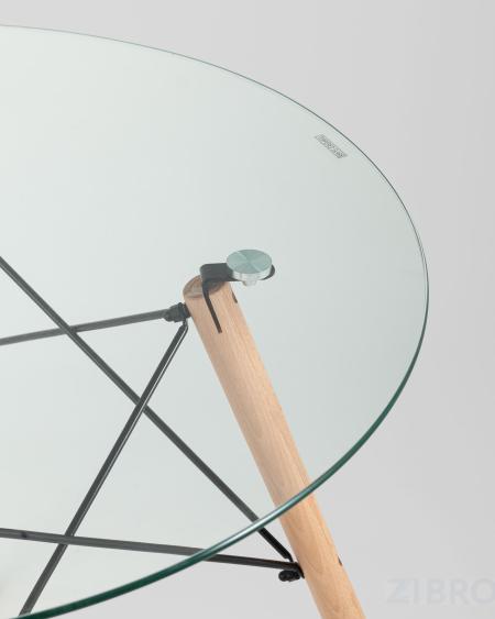 Eames D80 стол стеклянный, четыре стула прозрачные