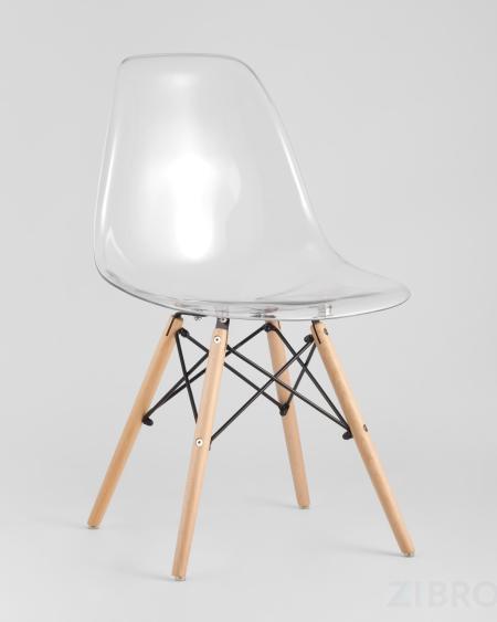 Eames D80 стол стеклянный, четыре стула прозрачные