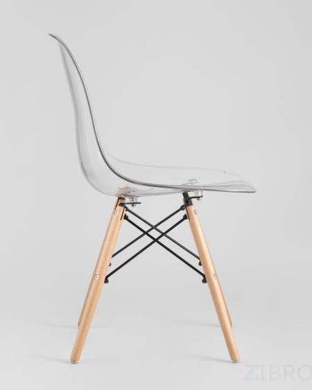 Eames D80 стол стеклянный, четыре стула прозрачные