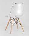 Eames D80 стол стеклянный, четыре стула прозрачные