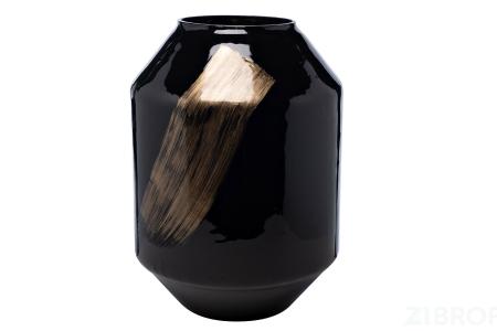 71PN-5181 Ваза стеклянная черная с золотом d27*38см